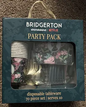 Bridgerton 840255420242 Theme Dinnerware 70 Pc Plates Silverware Napkins Cups Netflix
