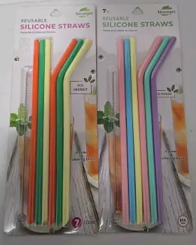 20088 Brite Concepts New Biosmart Reuseable Silicone Straws Eco Friendly 6 And Cleaning Brush