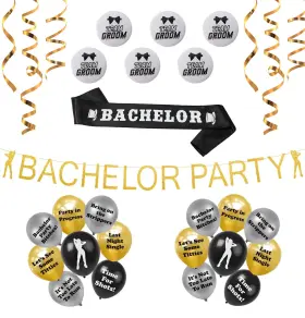 Brosash 760939422969 Bachelor Party Decorations Gold Banner Sash 16
