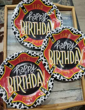 2122687 Brother Sister Design Studios Fire Dept. / Dalmation Lot Of 3 Pkgs. - 8 Inch Paper Party Plates 10 Count Ea