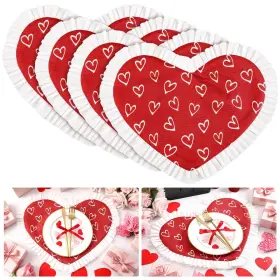 Cas-bucherry-3456 Bucherry 4 Pcs Valentines Day Heart Placemats 17 Inch Red Love Hearts Fabric