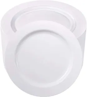 Bucla 778601613867 100pcs White Plastic Plates-10.25inch Disposable 10.25inch