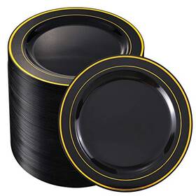 Bucla 778601614093 Plastic Plates - Rim Disposable Dinner Ideal For