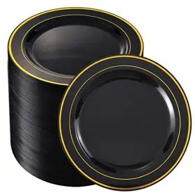 Bucla 778601614093 Plastic Plates - Rim Disposable Dinner Ideal For
