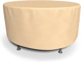 P5a23sf1 Budge All Seasons Round Patio Table Cover Lightweight Large Tan