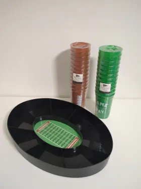 92295461 Bullseyes Playground 3 Pc Football Inch Game Day Snack Compartmentalized Server Tray Tailgate Pre