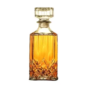 Bunhut 723496646308 Whiskey Decanter With Airtight Geometric 32.1 Ounces Clear