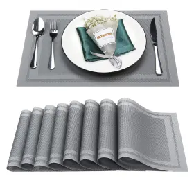 Wx18 Bxzandya 766397488387 Placemats Set Of 8 Washable Heat And Stain 8pcs 12 Inch L Dark Gray