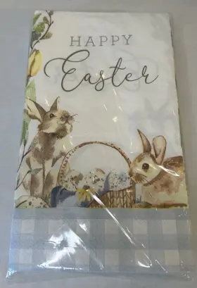 12.875x15.75in By Design 009292870698 Easter Dinner Napkins Paper Cr Gibson 32 Count 3-ply Blue Gingham