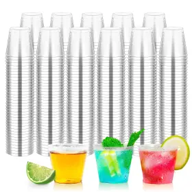 1000counts Byvivace 753557821474 1oz. Disposable Shot Glasses Clear Hard Plastic Cups Mini G