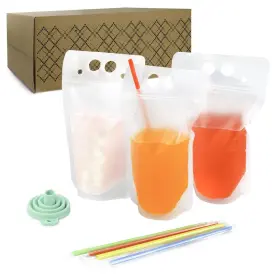 C Crystal Lemon 683950343535 400pcs Drink Pouches With Straw Smoothie Bags Juice 400 St