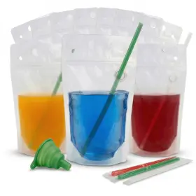 C Crystal Lemon 726798137987 200pcs Drink Pouches With 200 Straws Reclosable Handheld Ju
