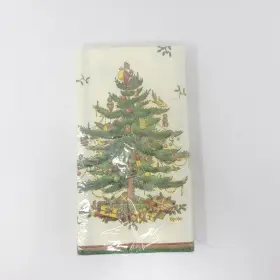C.r. Gibson 009292697554 Spode Christmas Tree Holly And Ribbon 3 Ply Paper Guest Dinner Napkins 16 Count