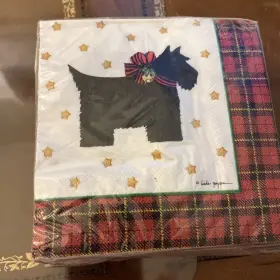 Tw4-2964t C.r. Gibson Festive Scottie Dog Christmas Beverage 3-ply 40 Napkins New And Sealed