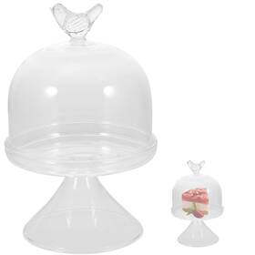 Cabilock 7hoz093314w270pwcq Glass Cake Plate With Dome Small Display 19x9cm White