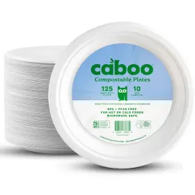 Caboo 628451738770 Disposable Bamboo Paper Plates 125 Pack Of 10 Inch Sturdy Biodegradable C