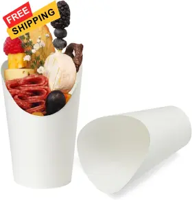 50cups Camkyde White 50 Pcs Disposable Charcuterie Cups 12oz French