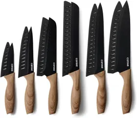 A10077 Carote 12pcs Knife Set Stainless Steel Kitchen With 12 Pcs Black