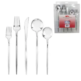 Casa Dulce 857436003644 Assorted Silver Plastic Disposable Cutlery 40-piece Set Elegant Party Silverware
