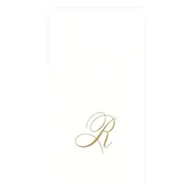 Caspari 025096714068 White Pearl Paper Linen Guest Towels Monogram Initial Abstract Pack Of 24