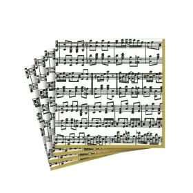 Caspari 025096780018 Entertaining With Musica Paper Cocktail Napkins Pack Of 20 Black