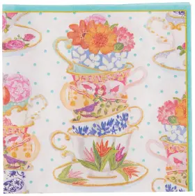 11810b Caspari 025096808224 Paper Pink Tea Cups Cocktail Napkins Box Of 40
