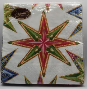 Caspari 025096860567 Party Napkins 3-ply High Quality Cocktail Beverage Dessert 20-count Jeweled Star