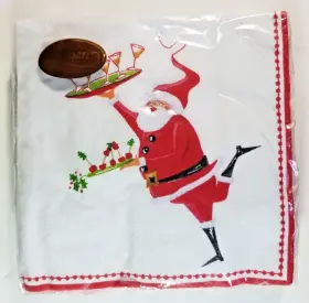 Caspari 025096920643 Holiday Beverage Napkins Santa Serving Cocktails Christmas New