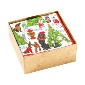 Caspari 025096951067 Caroling Pets Boxed Paper Cocktail Napkins - 40 Per Box