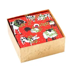 Caspari 025096951074 Christmas On The Farm Boxed Paper Cocktail Napkins - 40 Per Box