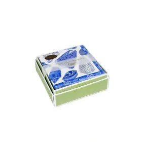 Caspari 025096984812 Coquillage Blue Boxed Cocktail Napkins - 40 Per Box