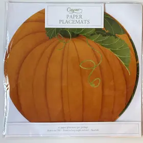 1107pprnd Caspari 12 Nip Vtg Style Paper Placemats Thanksgiving Halloween Fall Pumpkin