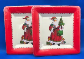 11400sp Caspari St. Nick Ivory Set 8 Paper Salad Dessert Plates - 2 Packs 16