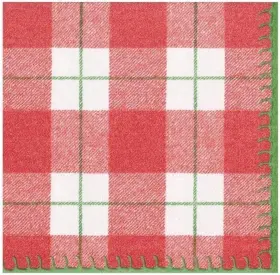 14800lg Caspari Paper Linen Luncheon Napkins Plaid Check Red - 2 Packs