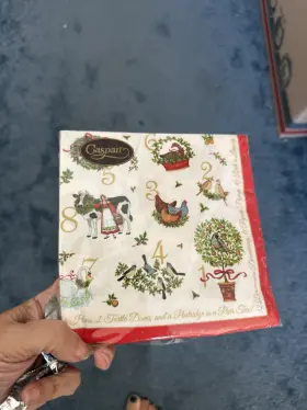 15430c Caspari Christmas 20 Paper Luncheon Napkins 3 Ply - On The 12th Day