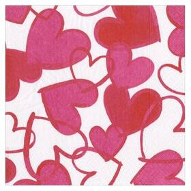 Caspari 15681ec Paper Beverage Napkins Painted Hearts - 2 Packs