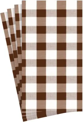 17074g Caspari Paper Guest Towel Napkins Gingham In Chocolate - 2 Packs