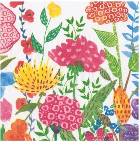 17920l Caspari Paper Luncheon Napkins Cottage Floral - 2 Packs