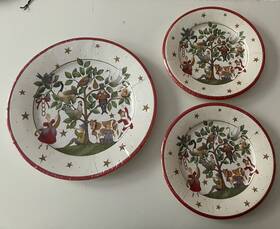 Caspari 18130dp Paper Plates 12 Days Of Christmas Dinner And Dessert Nip