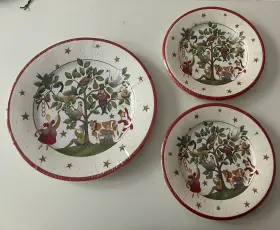 18130dp Caspari Paper Plates 12 Days Of Christmas Dinner And Dessert Nip