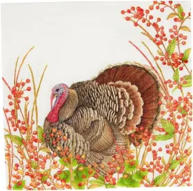 18240l Caspari Paper Luncheon Napkins Turkey And Berries - 2 Packs 18240l Caspari Paper Luncheon Napkins Turkey And Berries - 2 Packs