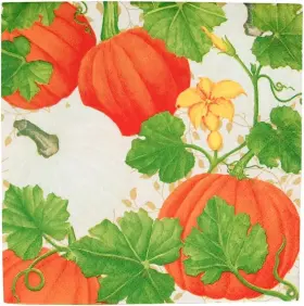 18260l Caspari Paper Luncheon Napkins Pumpkin Chintz - 2 Packs