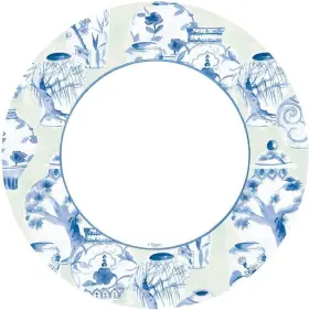 18340dp Caspari Round Paper Dinner Plates Glazed Porcelain Celadon - 2 Packs