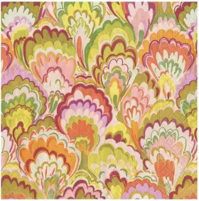 18450l Caspari Paper Luncheon Napkins Marbled Ceramica Raspberry And Chartreuse - 2 Pack