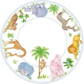 18510sp Caspari Round Paper Salad/dessert Plates Safari Baby - 2 Packs