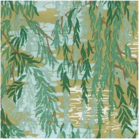 18730c Caspari Paper Beverage Napkins Willows Green - 2 Packs