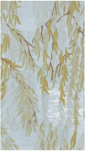 18731g Caspari Paper Guest Towel Napkins Willows Silver - 2 Packs