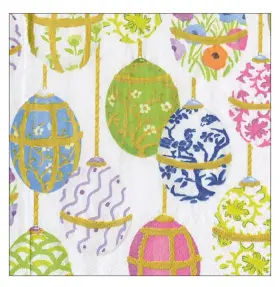 18990c Caspari Paper Beverage Napkins Les Oeufs - 2 Packs
