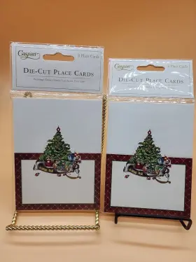3050p Caspari Die-cut Place Cards Robert Dohar Victorian Christmas - Set Of 2