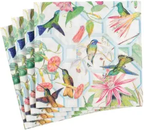 Caspari 445003689693 Hummingbird Trellis Paper Cocktail Napkins - 40 Count